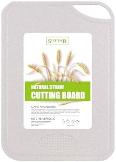 Cutting Board for Kitchen, Wheat Straw Fiber Cutting Board, Dish Washer Safe, w/Juice Grooves for Meat, Veggies,Easy Grip Handle, Non-slip Surface,Eco-friendly,Serveware Accessories(13.1‘x9.4‘) by zzsbrm