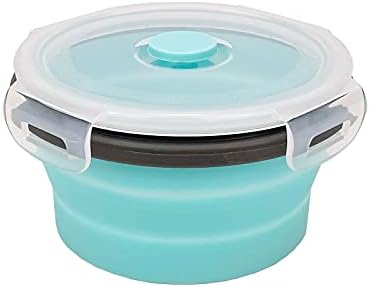 CCyanzi 3piece Round Collapsible Bowl with Lids, Silicone Food Storage Containers, Microwave & Freezer Safe, Space Saving for Kitchen Cabinet and Camping Backpack,(Blue Gray) - Image 4