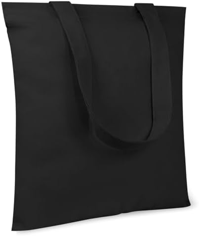 TOPDesign 10-Pack Economical 11.8"x13" Black Cotton Tote Bag, 5oz Lightweight Fabric, Small Reusable Grocery Shopping Cloth Bags, DIY Your Creative Designs by TOPDesign