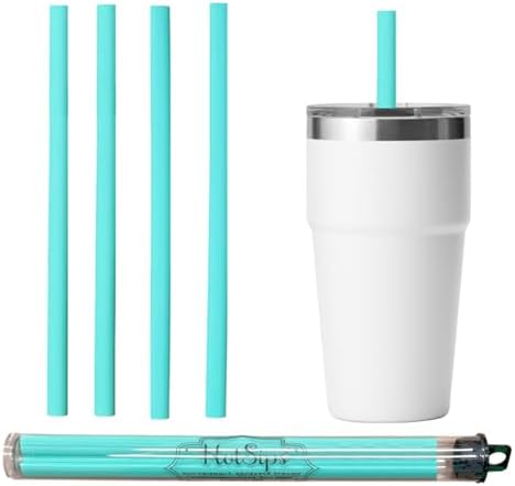Reusable Drinking Straws with Travel Case Ergonomic Shape Made in USA - 16-32 oz - For hot and cold beverages, Water/Coffee/Tea (4 Large 9.5”) by BrilliBaby
