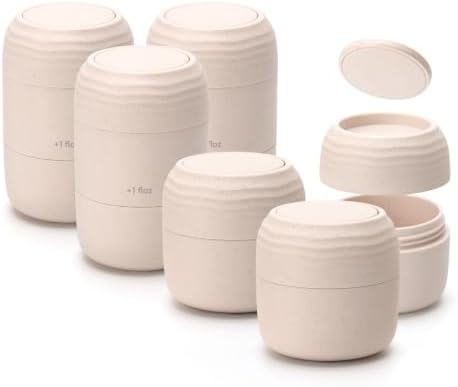 Lotour PLA Travel Toiletry Containers, Refillable Jars, Matte Beige by Lotour