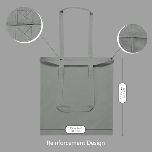 TOPDesign 6-Pack Economical 16"x15" Light Grey Cotton Tote Bags, Lightweight Medium Reusable Grocery Shopping Cloth Bags, Suitable for DIY, Advertising, Promotion, Gift, Activity - Image 4