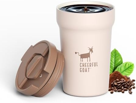 CHEERFUL GOAT Ceramic Lined Coffee Mug, Ceramic Travel Mug with Lid(Coffee) by CheerfulGoat