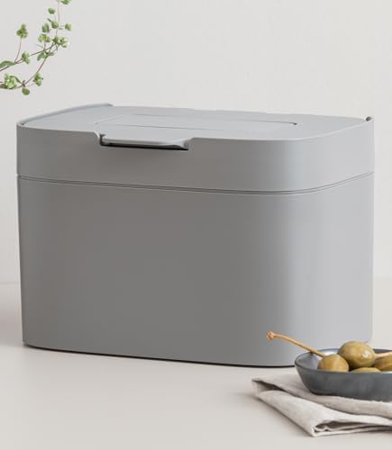 KAZAI. Compost Bin Kitchen 'Elin' | 1.2 GAL / 4.5L Countertop Compost Bin with Lid & Carbon Filter | Odor-Free, Dishwasher Safe, with Inner Bucket | Small Indoor Kitchen Composter | Stone-Gray by KAZAI