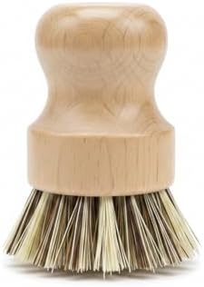 Natural Sisal & Coconut Pot Brush with Wooden Handle - Eco-Friendly Dish Scrubber for Cast Iron, Stainless Steel Cookware (1 Pack) by Unknown