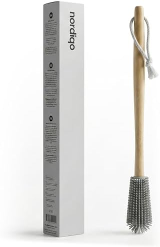 16" Extra Long Bamboo Bottle Brush with Plastic-Free Silicone Head by Nordiqo