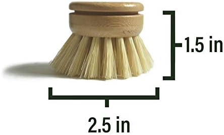 6 pcs Wooden Dish Brush Replacement Heads Made of Renewable Bamboo Wood and Natural Bristle Fiber, Durable, Long Lasting (Tampico Fiber) - Image 2