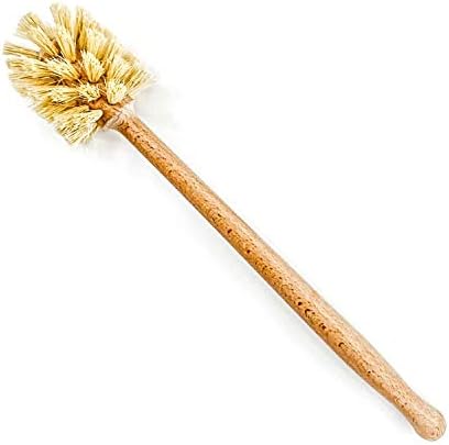 husMait Extra Long Wooden Handle Bottle Brush - 14 Inch Water Bottle Cleaner with Strong Bristles for Washing Deep Jars, Hydro Flasks, Tumblers, Thermos & Wide Mouth Glasses by husMait