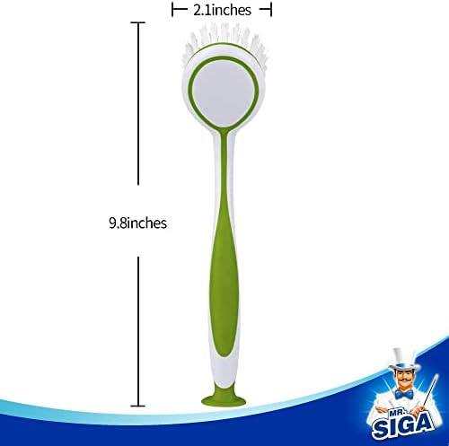 MR.SIGA Round Dish Brush with Suction Cup, Pack of 3 - Image 3