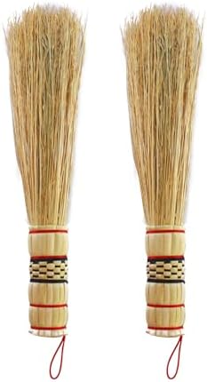 2-piece Set of Natural Long Handled Sorghum Pot Brush, Dishwasher Brush, Kitchen Cleaning Brush, Long Brush Head Suitable for Cleaning Flat Bottomed Pans, pots, Kitchen Sinks, and Vegetable Boards by Unknown