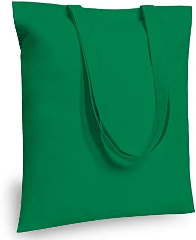 TOPDesign 12-Pack Economical 16"x15" Kelly Green Cotton Tote Bag, Lightweight Medium Reusable Grocery Shopping Cloth Bags, Suitable for DIY, Advertising, Promotion, Gift, Activity by TOPDesign