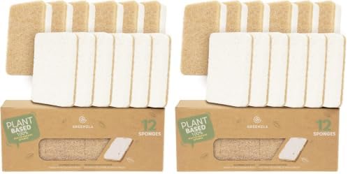 GREENZLA 24 Pack Kitchen Sponges | Non-Scratch Hemp & Sisal by GREENZLA