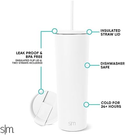 Simple Modern Iced Coffee Tumbler, Insulated | 28oz | White - Image 2