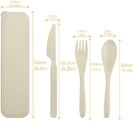 Wheat Straw Travel Cutlery Set with Case, Portable Reusable Flatware - Image 2