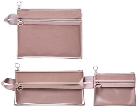 3Pcs Waterproof Double Layer Pocket Travel Toiletry Bag Set, Dusty Pink by ItgowisaDriect