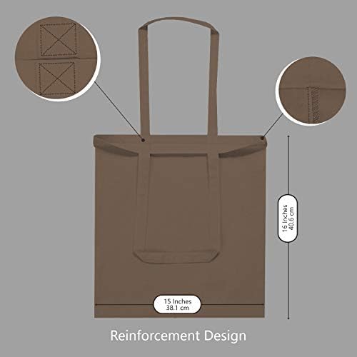 TOPDesign 12-Pack Economical 16"x15" Brown Cotton Tote Bag, Lightweight Medium Reusable Grocery Shopping Cloth Bags, Suitable for DIY, Advertising, Promotion, Gift, Activity - Image 6