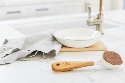 Grove Co. Replaceable Head Walnut Scrubber Dish Brush, Non-Scratch, 1 Count - Image 3