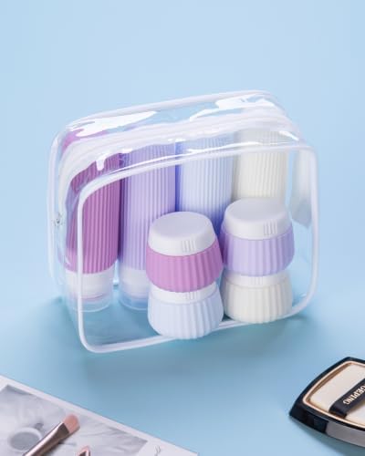 Mrsdry Travel Bottles for Toiletries 8 Pack, Tsa Approved Travel Size Toiletries 3 oz, Travel Containers for Toiletries, with Clear Bag, Leak Proof Silicone Squeezable Travel Essentials Creams Jars - Image 6