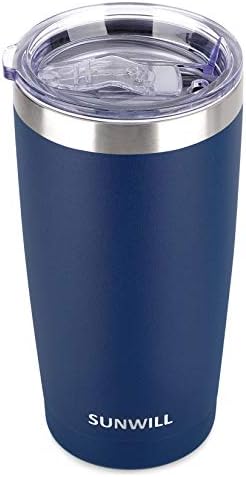 SUNWILL Travel Coffee Tumbler 20 oz, Insulated Mug with Lid, Stainless Steel Cup for Outdoor, Powder Coated Navy by SUNWILL