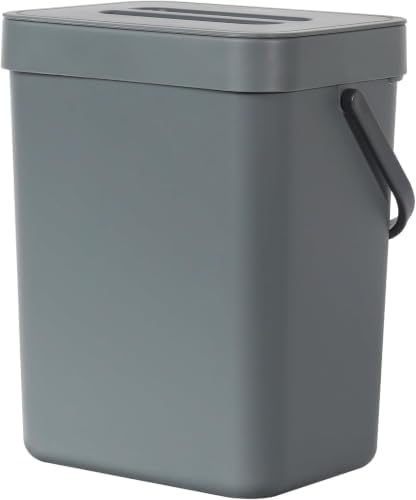 EKO Puro Mini Wall-Mounted Kitchen Trash Can with Lid, Food Waste Caddy, 1.32 Gall / 5L (Grey) (Pack of 12) by Unknown