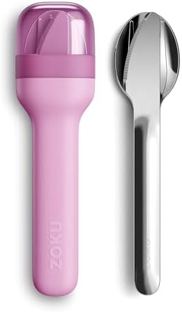 Zoku Pocket Utensil Set Stainless Steel Fork, Knife, and Spoon in Case Purple by ZOKU