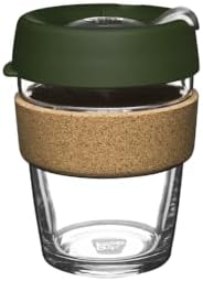 KeepCup Brew Cork, Reusable Glass Tumbler with Natural Cork, Tall Coffee Cup 12oz / 340ml - Pine by KeepCup