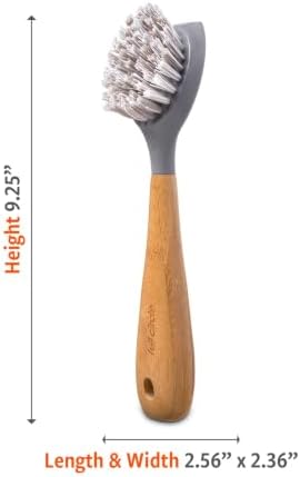 Full Circle Skillet Strong Cast Iron Bamboo Dish Brush and Scraper - Image 2