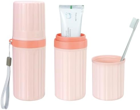 Mulbozy Travel Toothbrush Holder, Large Travel Toothbrush Cup Case, Portable Travel Toothbrush Toothpaste Makeup Storage for Business Trip Camping School - Pink by Mulbozy