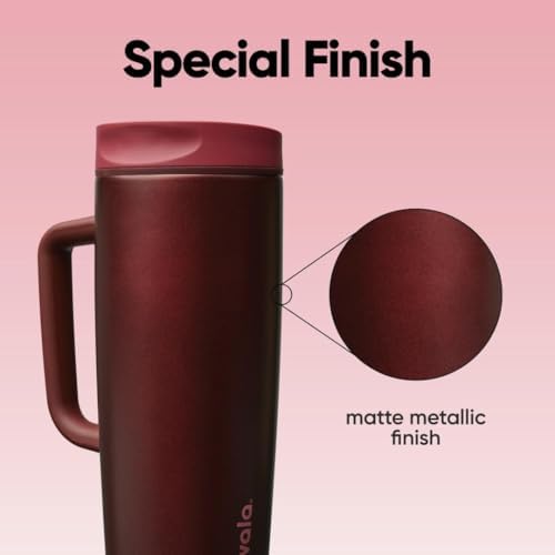 Owala SmoothSip Slider Stainless Steel Insulated Travel Mug with Handle, 100% Leak Proof, For Hot and Cold Drinks, Travel Friendly with Sliding Lock Lid, BPA Free, 24 oz, Black Cherry - Image 5