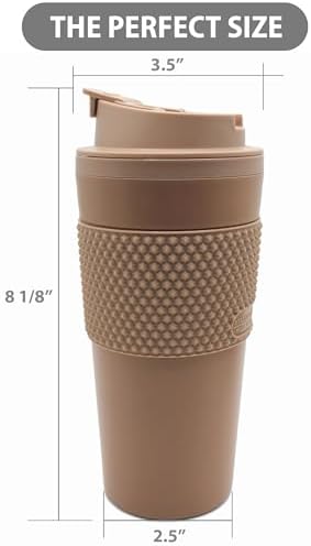 16 oz Coffee Tumbler Set (2 Pack) – Insulated Double Wall Travel Mug with Leak Proof Lid, Cup Holder Friendly, BPA Free Reusable Coffee Cup, Dishwasher & Microwave Safe, Brown - Image 3