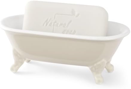 6.5" Ceramic Mini Clawfoot Bathtub Soap Dish,Bar Soap Holder,Beige by NEWHENGS