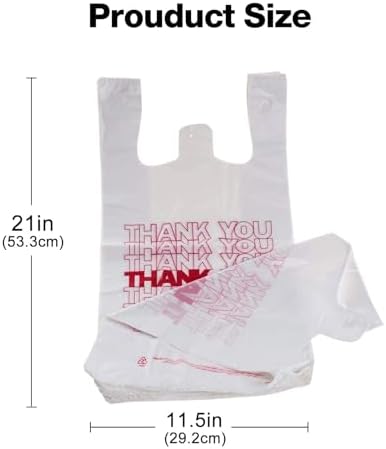 TashiBox 1000 Ct plastic bags/Shopping Bags/Thank You Bags/Reusable and Disposable Grocery Bags - Measures 11.5" X 6.25" X 21", 15mic, 0.6 Mil - Image 5