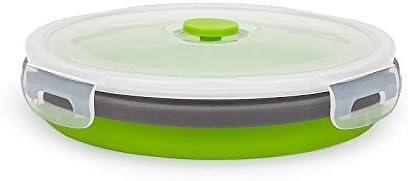 CARTINTS 1200ml Large Collapsible Meal Prep Containers, Reusable Silicone Food Storage Containers, Stackable Fridge Storage Containers, With Leakproof Lids, Microwave and Freezer Safe, Green - Image 3