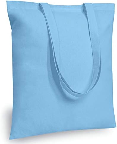TOPDesign 12-Pack Economical 16"x15" Baby Blue Cotton Tote Bag, Lightweight Medium Reusable Grocery Shopping Cloth Bags, Suitable for DIY, Advertising, Promotion, Gift, Activity by TOPDesign