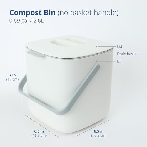 Blue Ginkgo Kitchen Compost Bin, 2.6L Countertop Compost Bin, White - Image 2