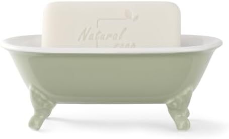 6.5" Mini Clawfoot Bathtub Soap Dish,Bar Soap Holder,Seige Green by NEWHENGS