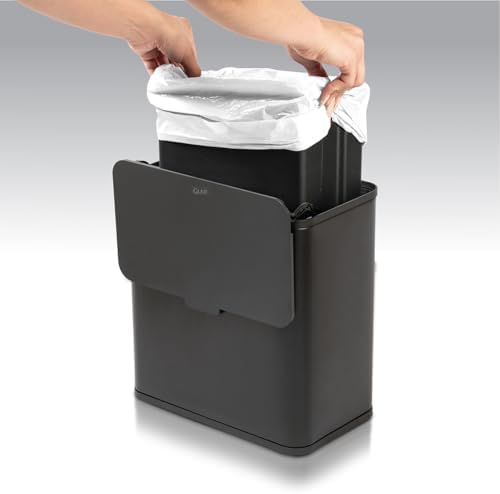 Glad Roomate Under Counter Trash Can - Space Saving Stainless Steel Waste Bin with Dual Lid and Clorox Protection - Small Black Trash Can for Kitchen Cabinet, Under Sink, or Bathroom, 1.5 Gallon (6L) - Image 7