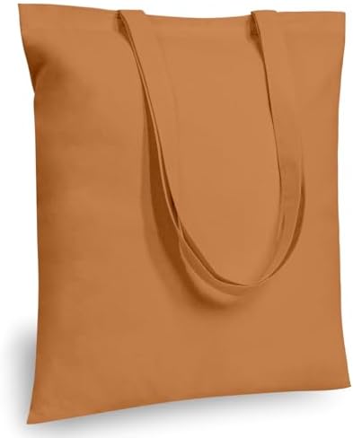 TOPDesign 12-Pack Economical 16"x15" Khaki Cotton Tote Bags, Lightweight Medium Reusable Grocery Shopping Cloth Bags, Suitable for DIY, Advertising, Promotion, Gift, Activity by TOPDesign