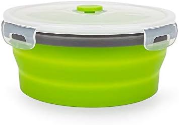 CARTINTS 1200ml Large Collapsible Meal Prep Containers, Reusable Silicone Food Storage Containers, Stackable Fridge Storage Containers, With Leakproof Lids, Microwave and Freezer Safe, Green - Image 2