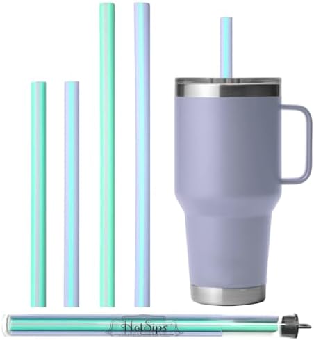 Reusable Drinking Straws - Ergonomic Shape Made in the USA - Tumblers & Cups 12-32 oz - Fit for Hot and Cold Beverages, Water, Coffee, Tea - Portable Travel Case - (2 Medium 2 Large) by BrilliBaby