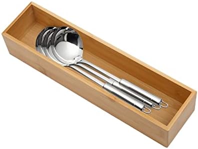 PRATIQUE Bamboo Drawer Organizer - Kitchen Utensil Organizer Silverware Tray Cutlery Holder，Office Desk Supplies and Accessories (12x3x2.6 inch) - Image 2