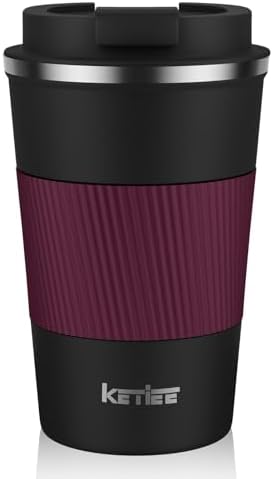 KETIEE Travel Mug 12oz, Insulated Coffee Mug with Leakproof Lid, Travel Coffee Mug Vacuum Stainless Steel Double Walled Reusable Coffee Cup for Hot and Iced Coffee Tea Water by KETIEE