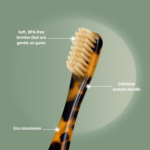 Isshah Plant-Based Cellulose Acetate Toothbrushes - 8 Pack - Tortoise - Image 3