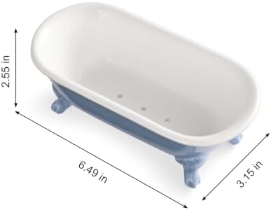 6.5" Ceramic Mini Clawfoot Bathtub Soap Dish,Bar Soap Holder,Blue - Image 4