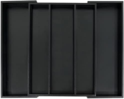 Utoplike Bamboo Drawer Organizer Kitchen Utensils, Silverware Tray Black by Utoplike