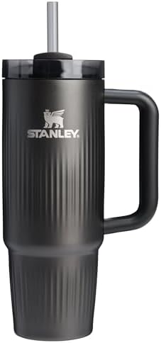 STANLEY Quencher H2.0 Tumbler with Handle and Straw 30 oz | Flowstate 3-Position Lid | Cup Holder Compatible for Travel | Insulated Stainless Steel Cup | BPA-Free | Fluted Black by Unknown