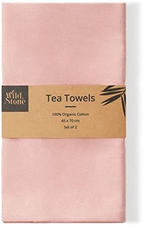 Wild & Stone Organic Cotton Tea Towels, Set of 2, GOTS Certified, 27x19 in by Wild+%26+Stone