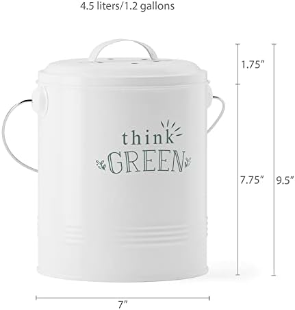 Barnyard Designs 1.2 Gallon Kitchen Counter Compost Bin with Lid (White) - Image 4