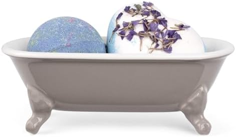6.5" Ceramic Mini Clawfoot Bathtub Soap Dish,Bar Soap Holder,Taupe - Image 2