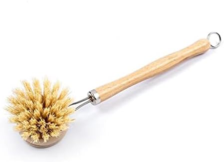 Dish Brush Bamboo Washing Brush with Long Wood Handle Replaceable Head Nylon Bristles Hanging Loop Suitable for dishwashing countertops Showers - Image 6